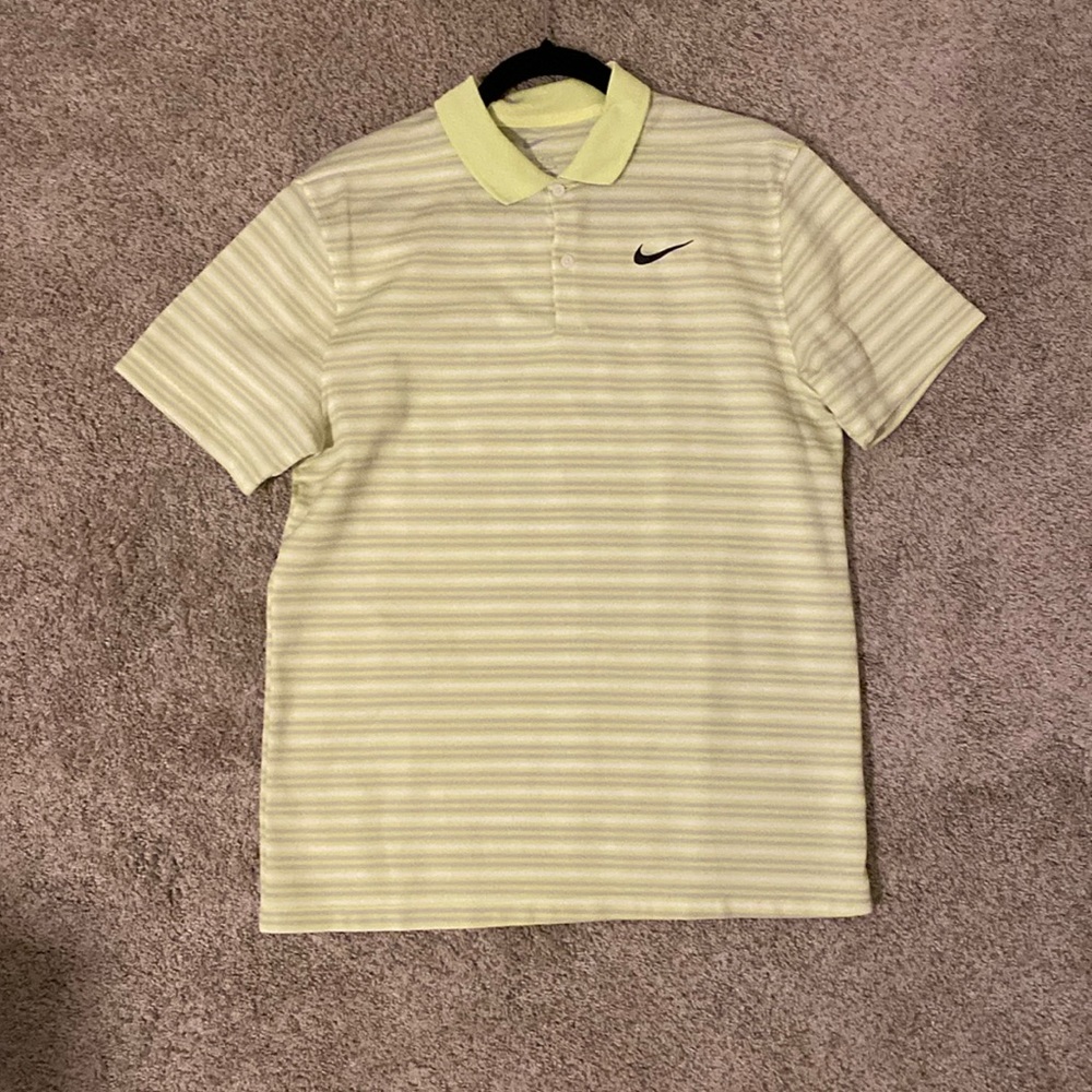 Neon Green Striped Nike Golf Shirt